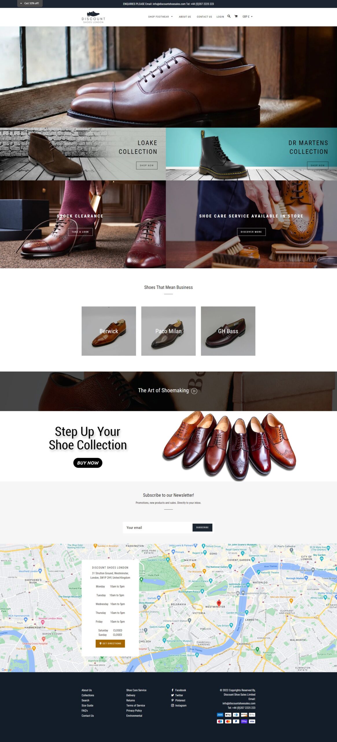Discount Shoes London Website Home Page Screen Shot