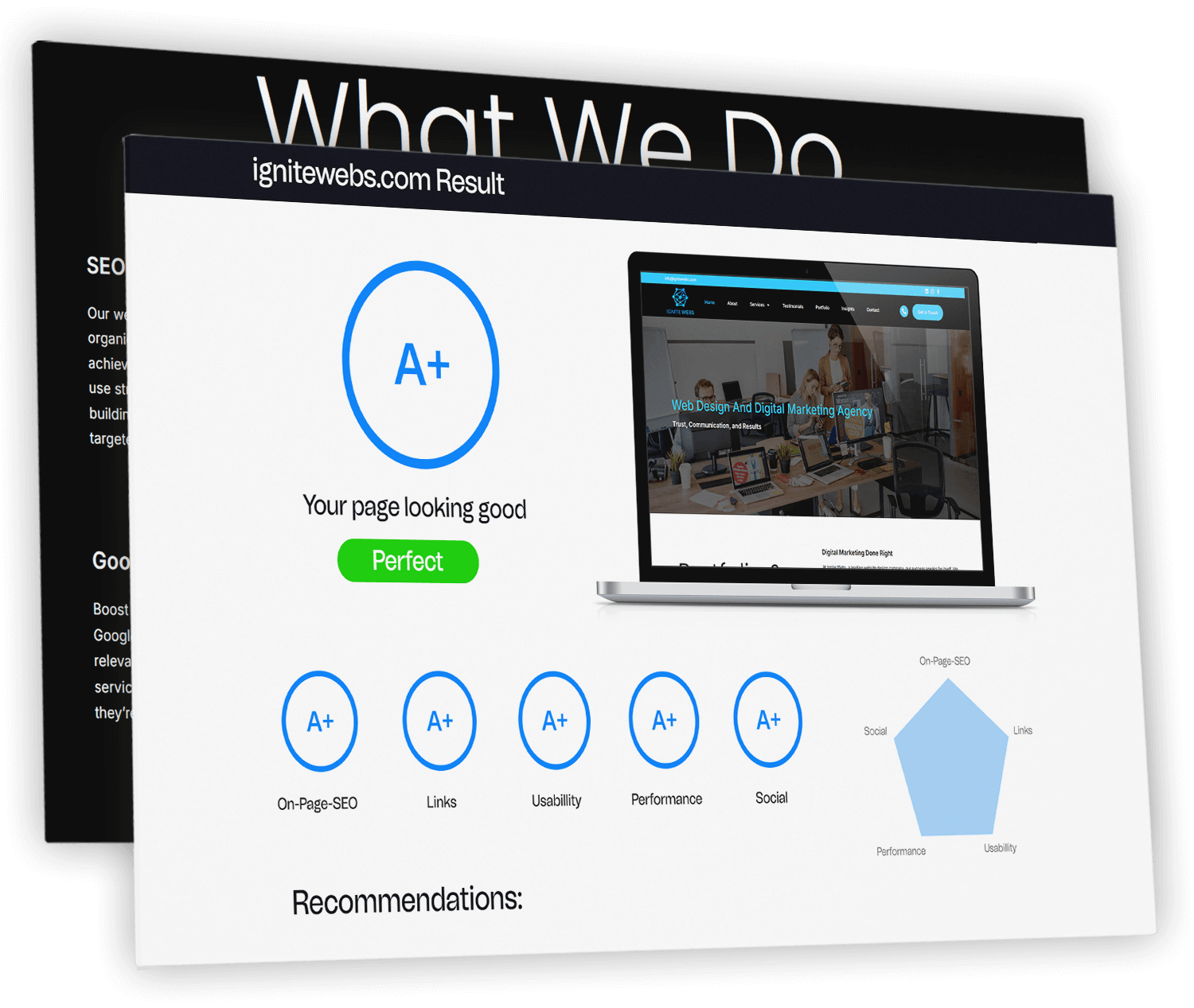 Website audit mockup popup